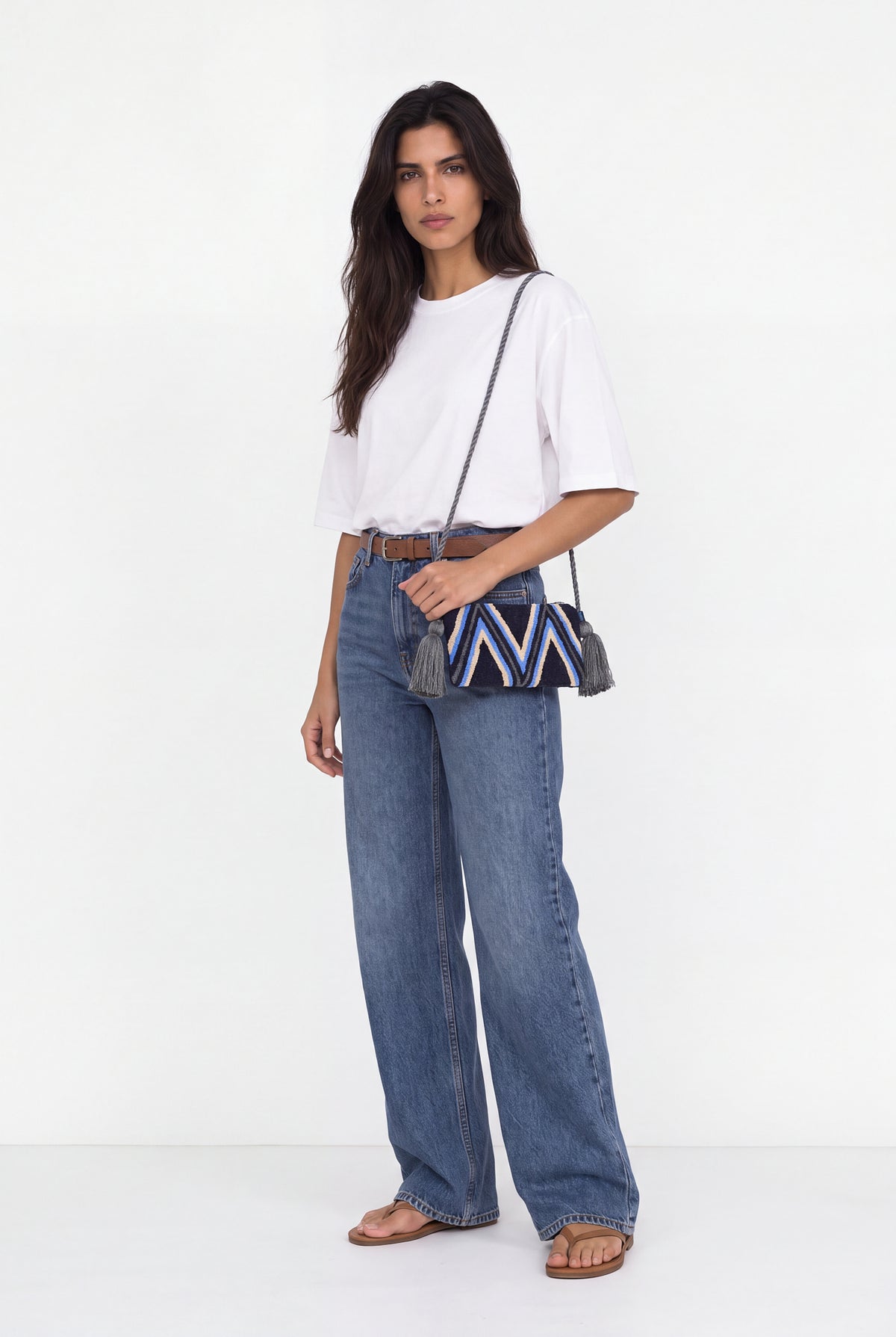 Pochette Tapestry blu con tracolla