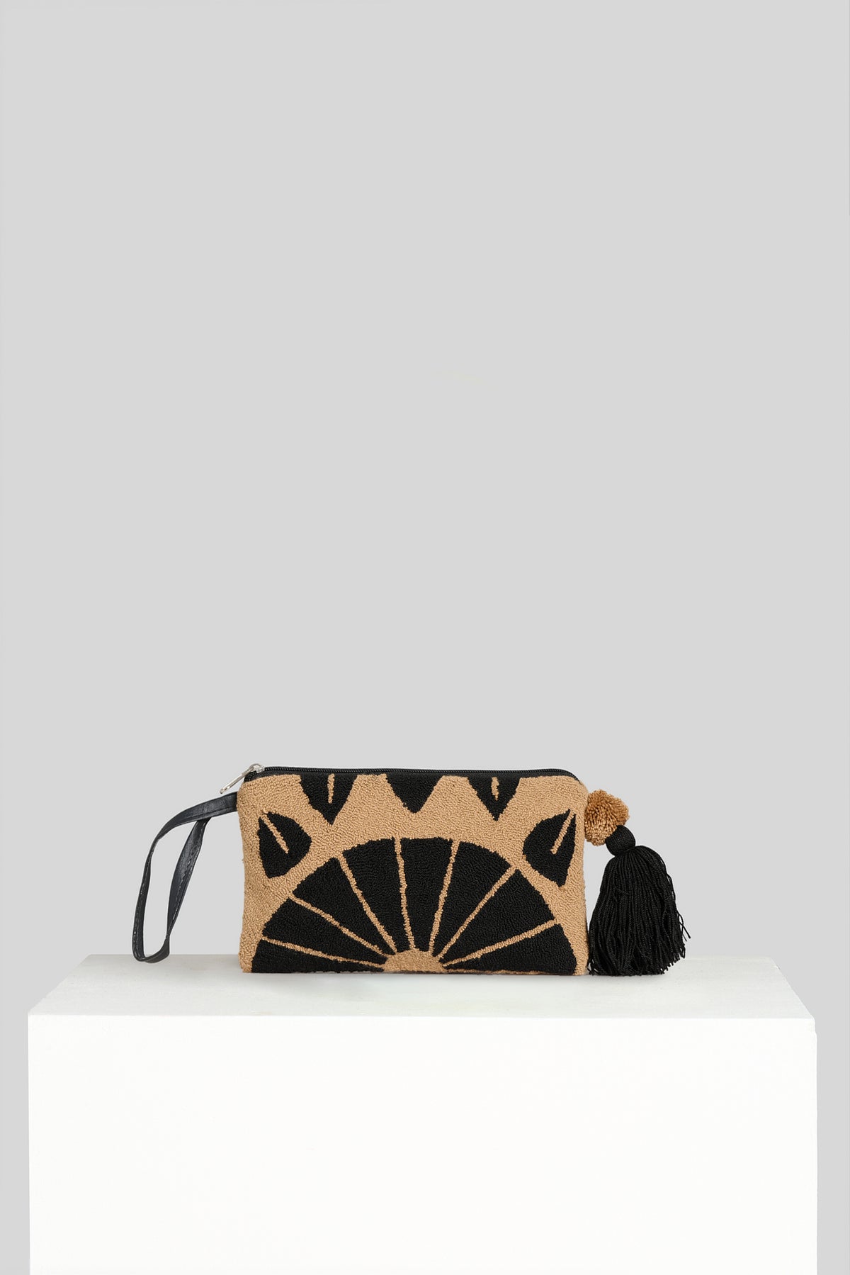 Pochette Tapestry beige e nero