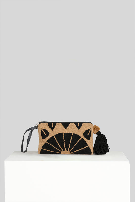 Pochette Tapestry beige e nero